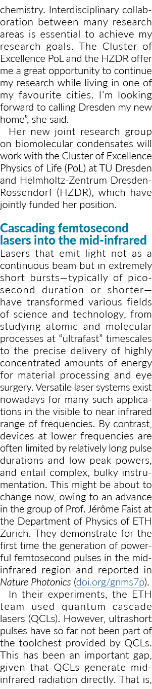 chemistry  Interdisciplinary collaboration between many research areas is essential to achieve my research goals  The   