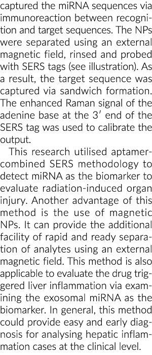 captured the miRNA sequences via immunoreaction between recognition and target sequences  The NPs were separated usin   