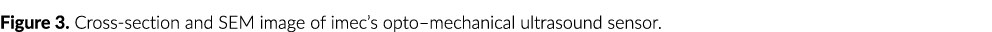 Figure 3  Cross-section and SEM image of imec s opto mechanical ultrasound sensor 
