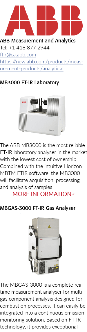    ABB Measurement and Analytics Tel: +1 418 877 2944 ftir ca abb com https:  new abb com products measurement-produc   