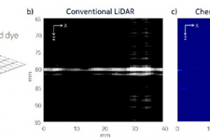 Sample layout, and conventional lidar and chemically sensitive lidar images