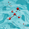Drawing of water molecules in the liquid phase